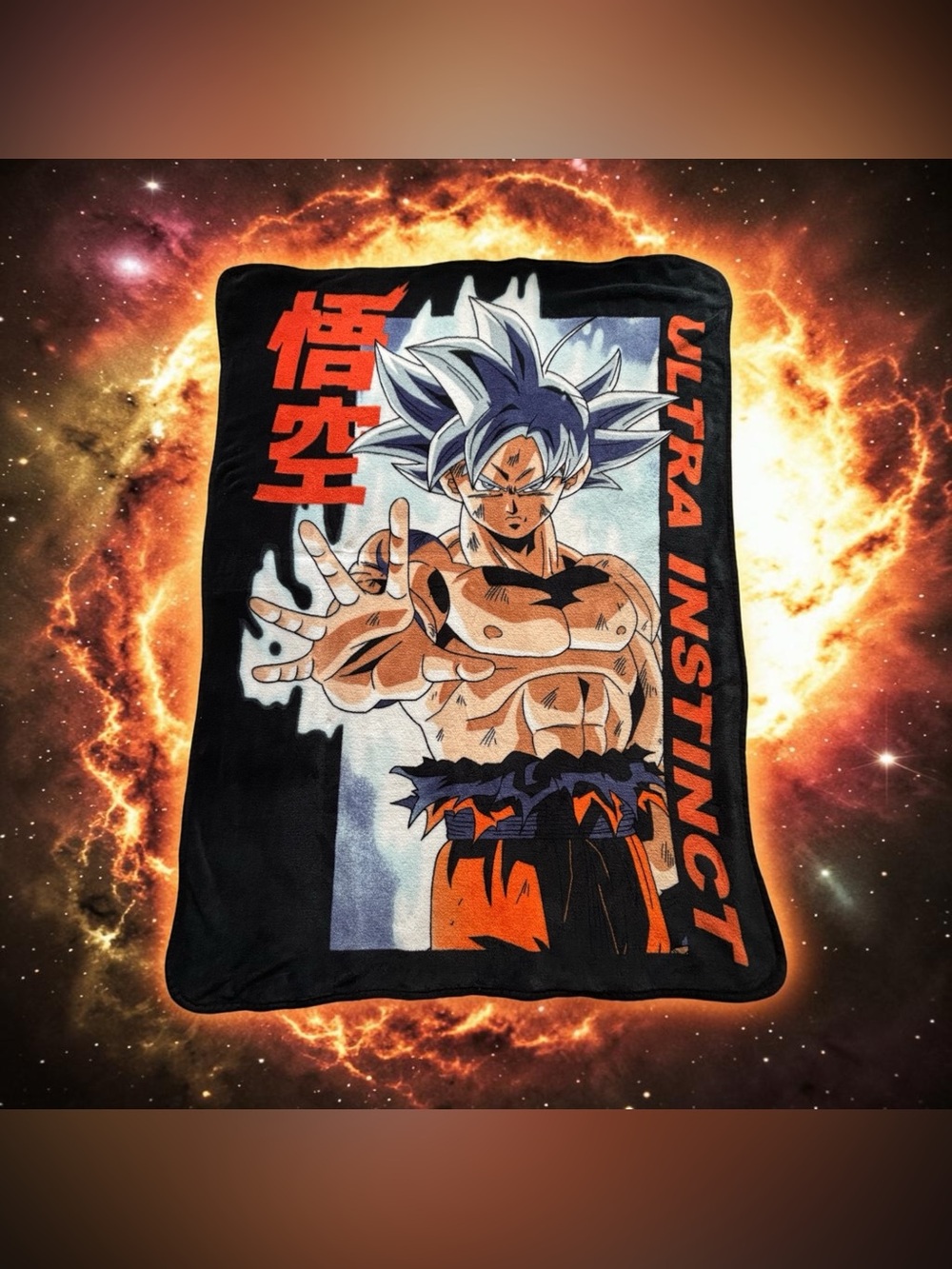 Dragon Ball Super Goku Fleece Throw Blanket Ultra Instinct Purple Blue Tan Soft